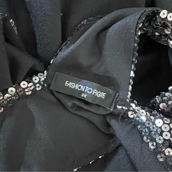 Fashion to Figure Black Dress Silver Sequins Plus Size 3X Racerback Knee Length - Picture 8 of 8